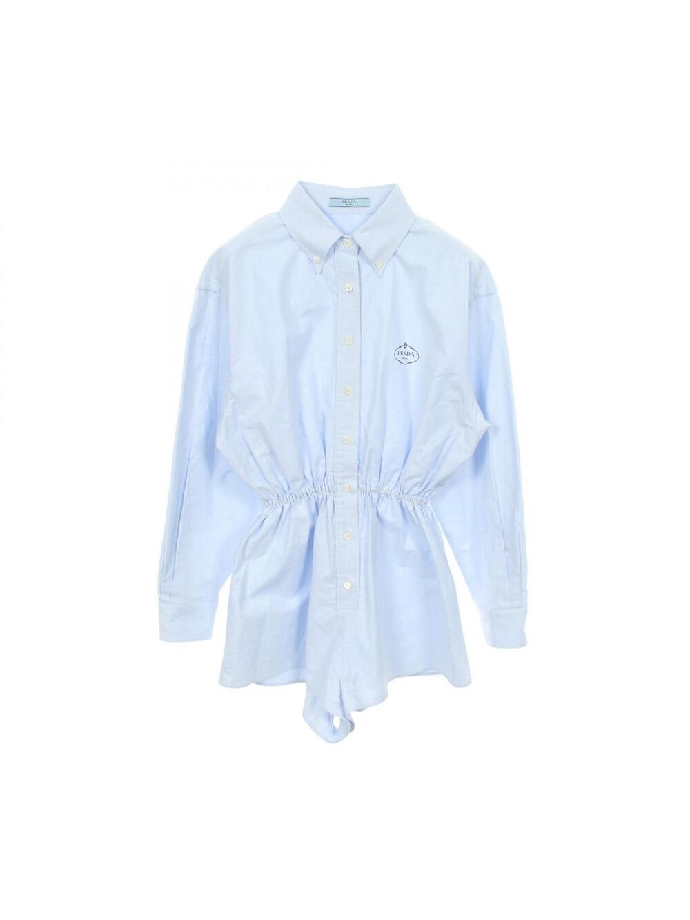 Prada Logo Embroidered Button-Down #282221P99B